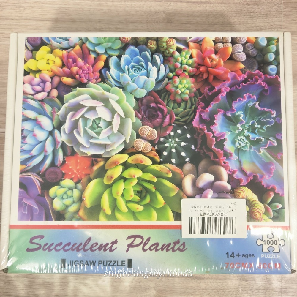Succulent Cactus Plant 1000 Piece Jigsaw Puzzle 28 x 19 Vibrant Color NEW Sealed